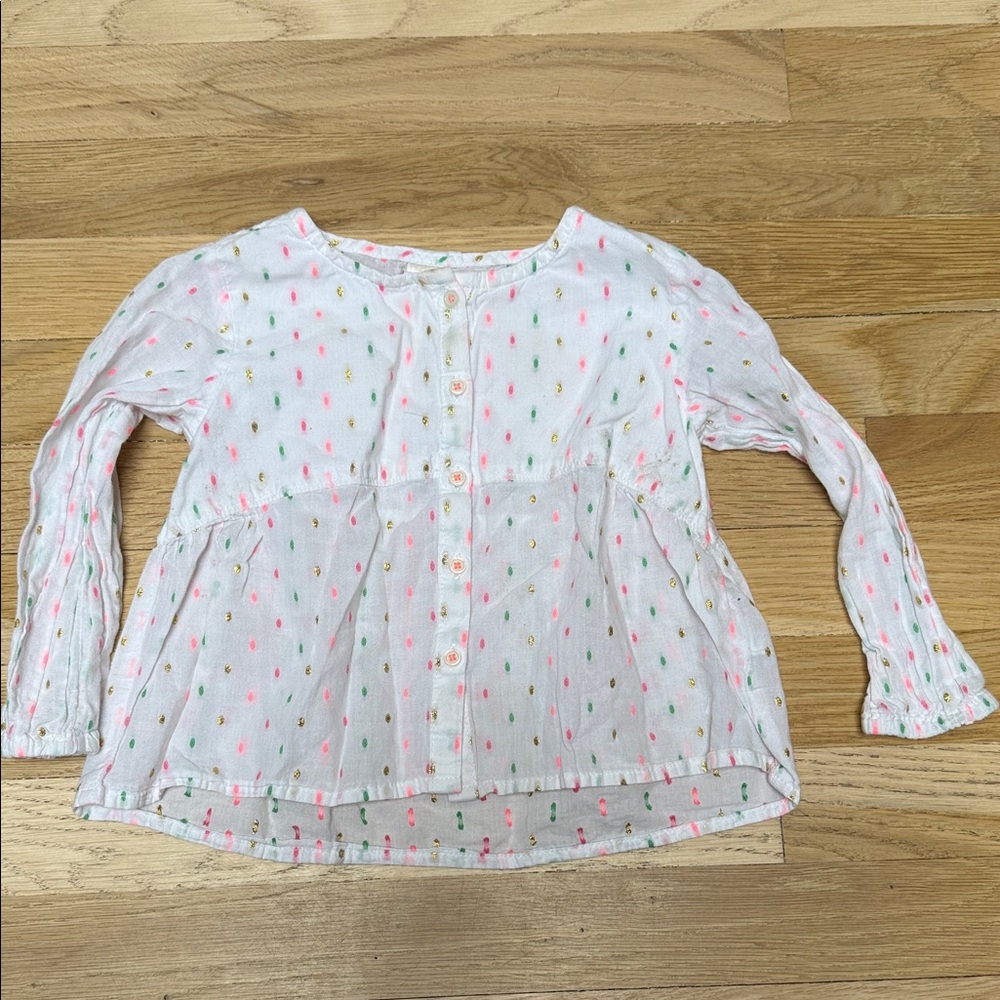 OshKosh B'gosh White Long Sleeve Blouse with Colorful Dots